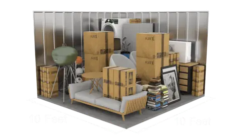 10'x10' storage unit (100 sq ft) interior view