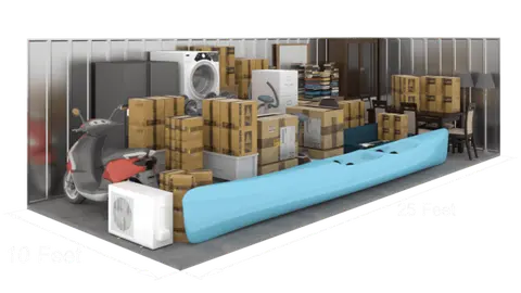 10'x25' storage unit (250 sq ft) interior view