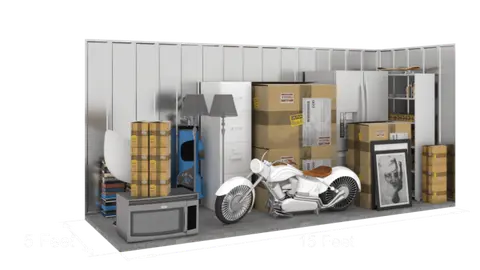 5'x15' storage unit (75 sq ft) interior view